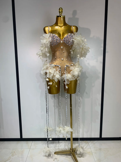 Theresa Rhinestone Fringe Bodysuit