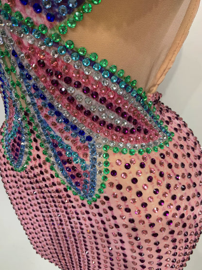 Butterfly Crystal Mesh Mini Dress