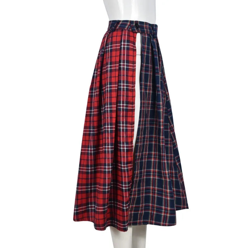 Vintage Plaid Midi Skirt