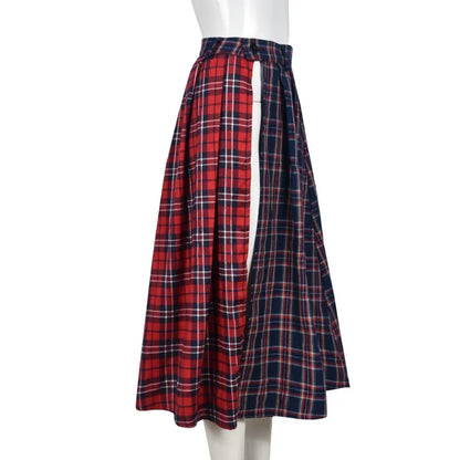 Vintage Plaid Midi Skirt