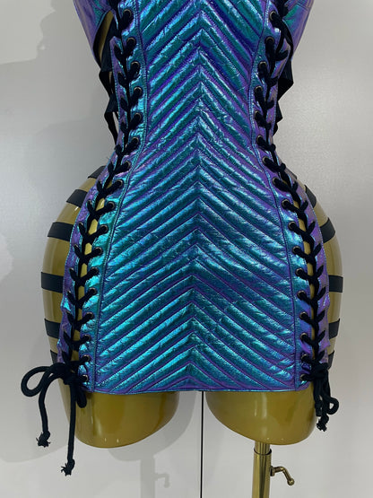 Gothic Leather Bandage Mini Dress