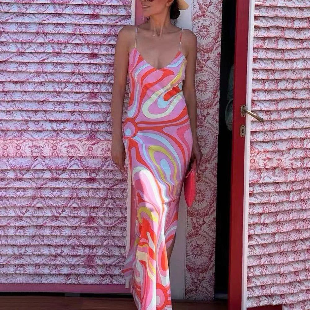 Vintage Satin Maxi Dress