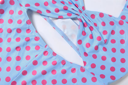 Chic Polka Dot Halter Romper + Headscarf