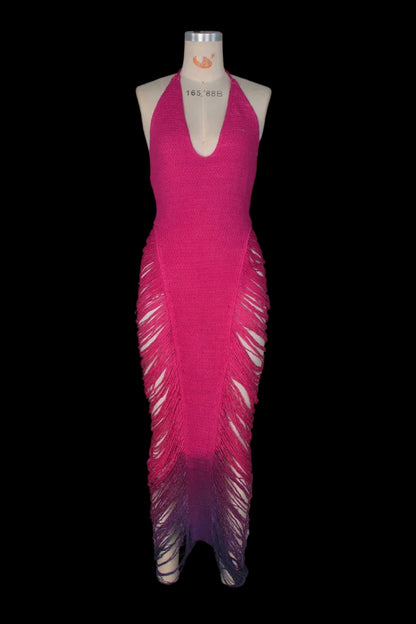 Gradient Crochet Knit Maxi Dress