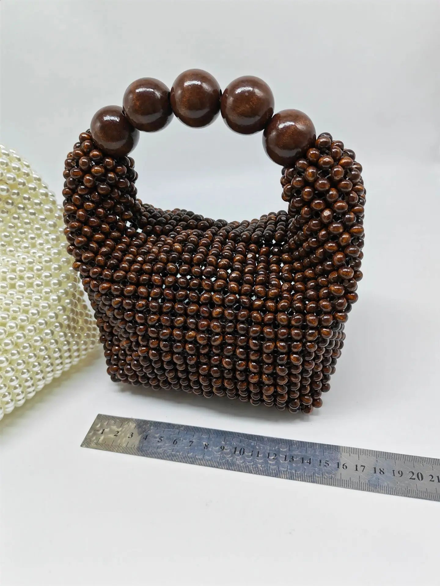 Wooden Bucket Beaded Bag