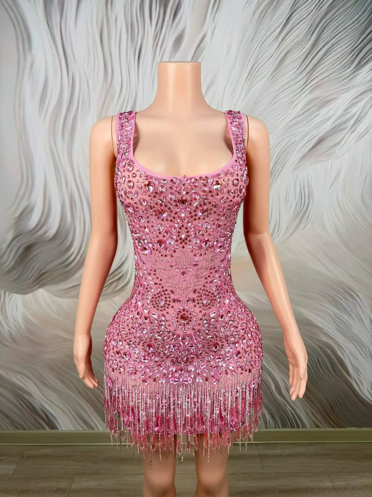 Jenna Rhinestone Tassel Mini Dress