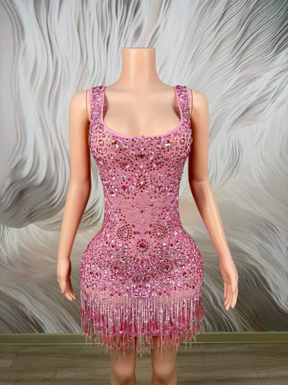 Jenna Rhinestone Tassel Mini Dress