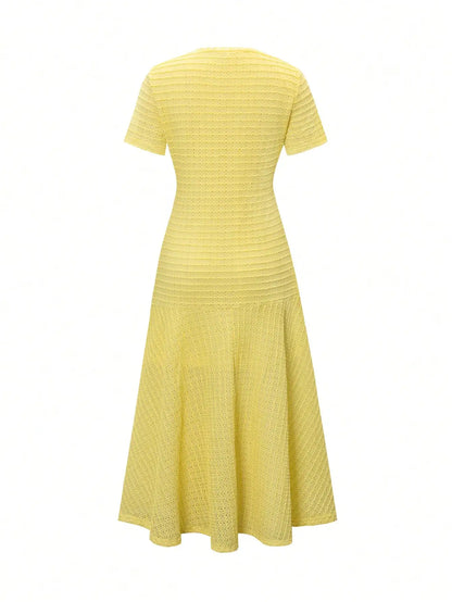 Sun-Drenched Knit Button Midi Dress