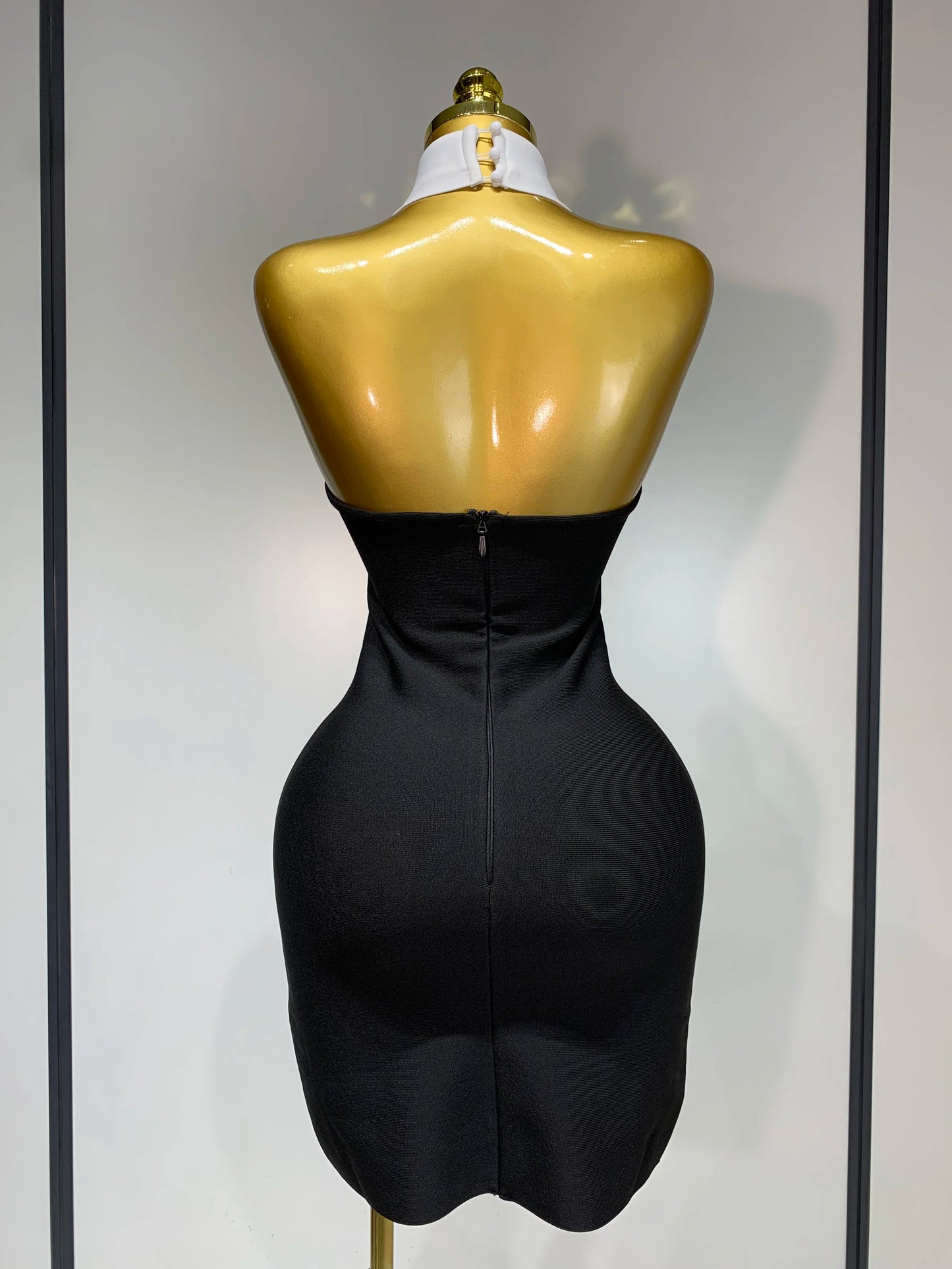 White Collar Bodycon Bandage Mini Dress
