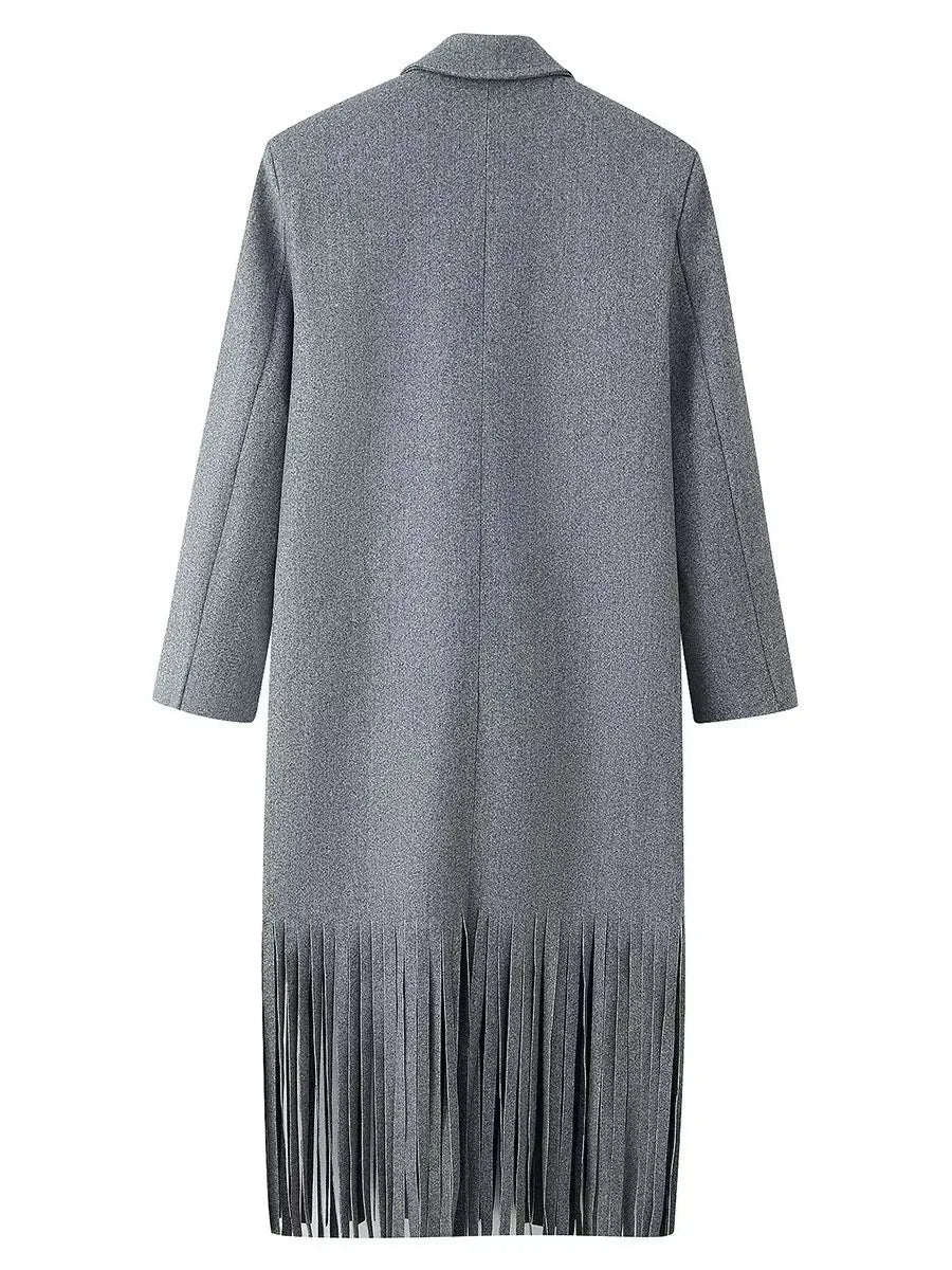 Wool Tassel Hem Coat