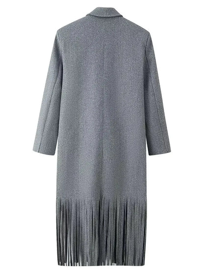 Wool Tassel Hem Coat