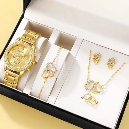 6PCS Set Luxury Watch/Earrings/Necklace