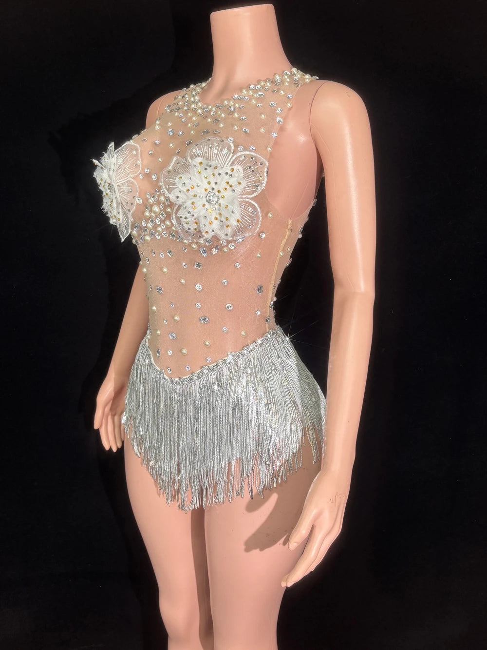 Roxi Embellished Flower Tassel Bodysuit