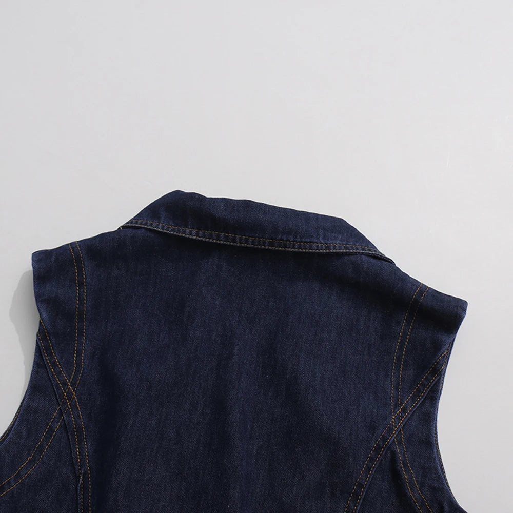 Belted Retro Denim Mini Dress
