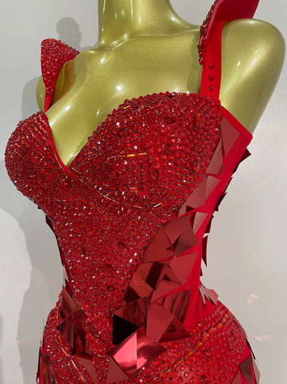 Mirror Sequins Mesh Maxi Dress