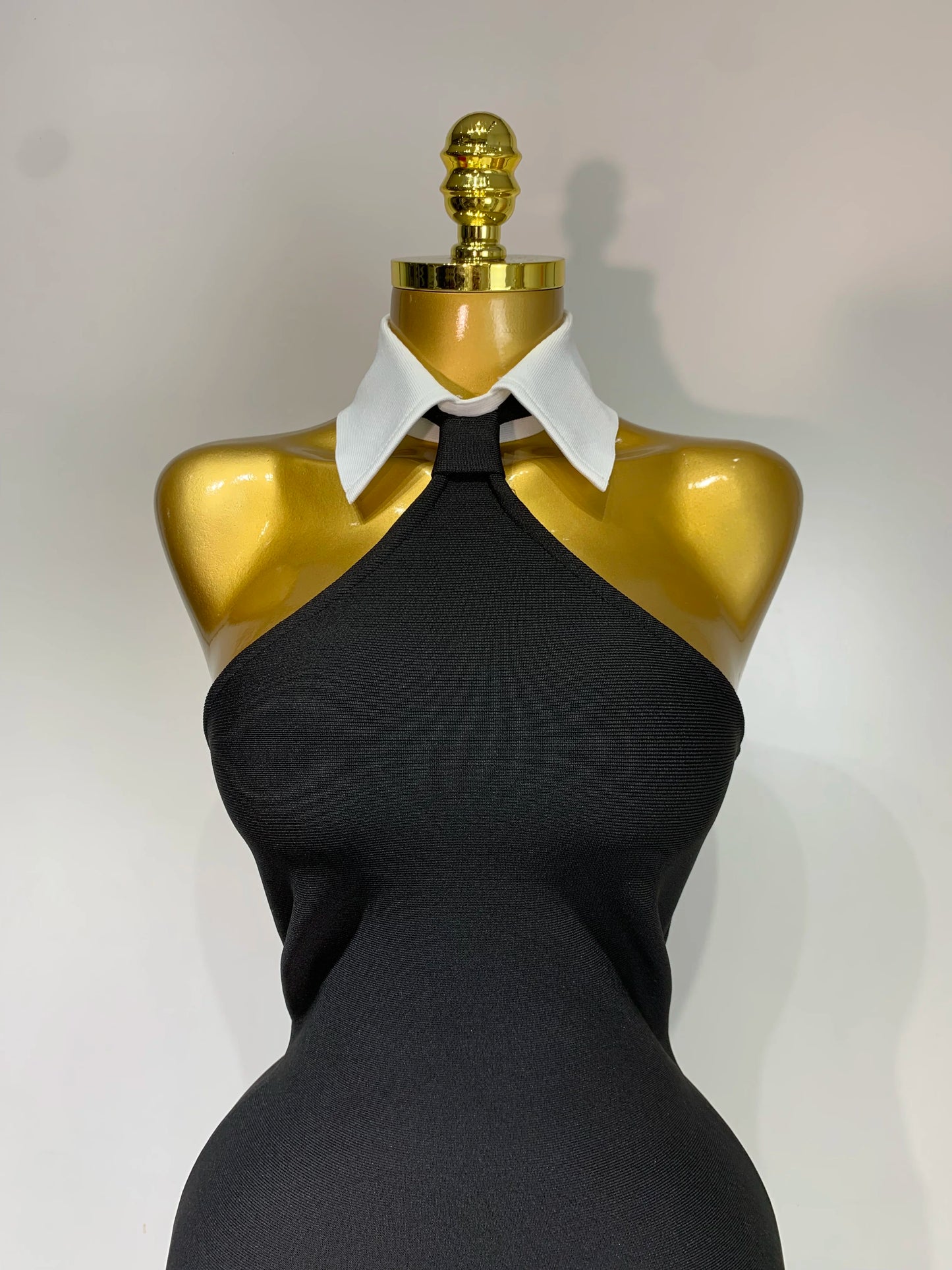 White Collar Bodycon Bandage Mini Dress