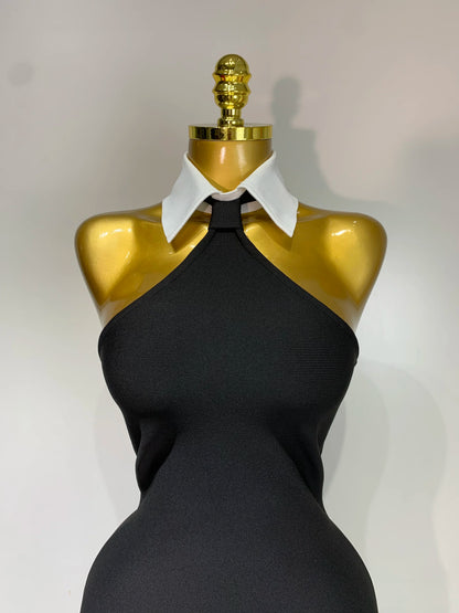 White Collar Bodycon Bandage Mini Dress