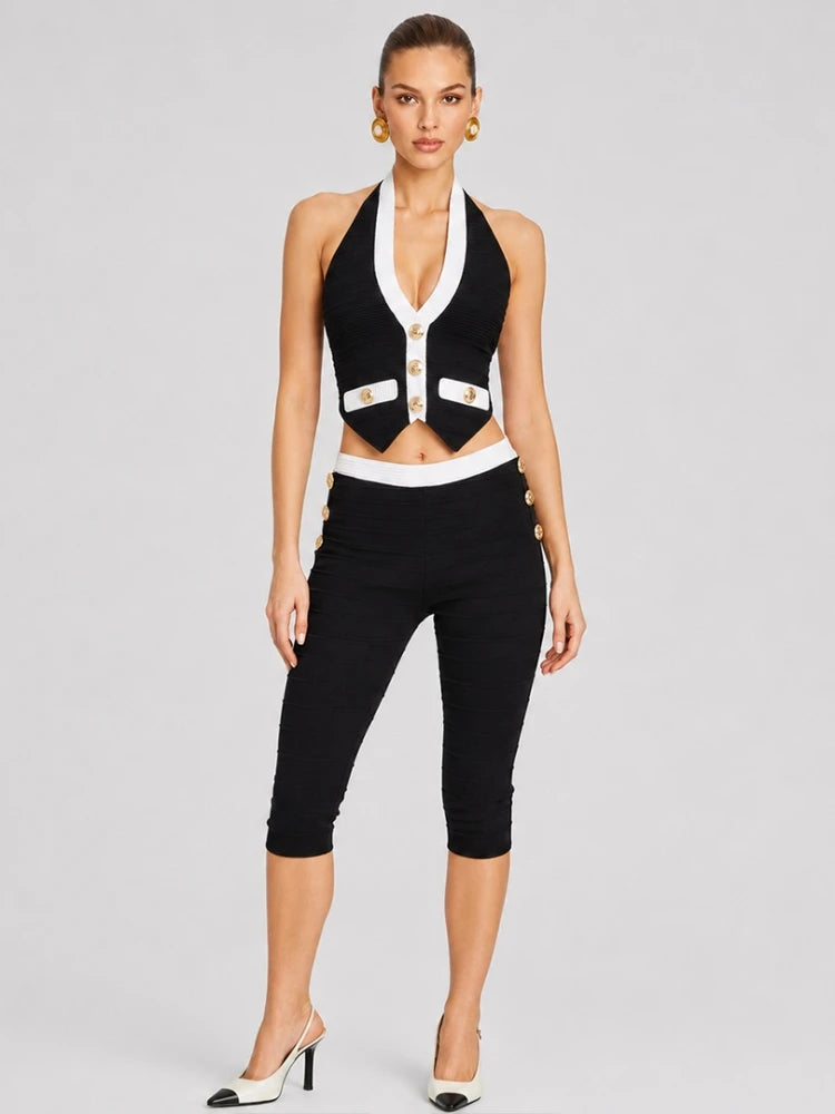 Naomy Bandage Capri Pants Set