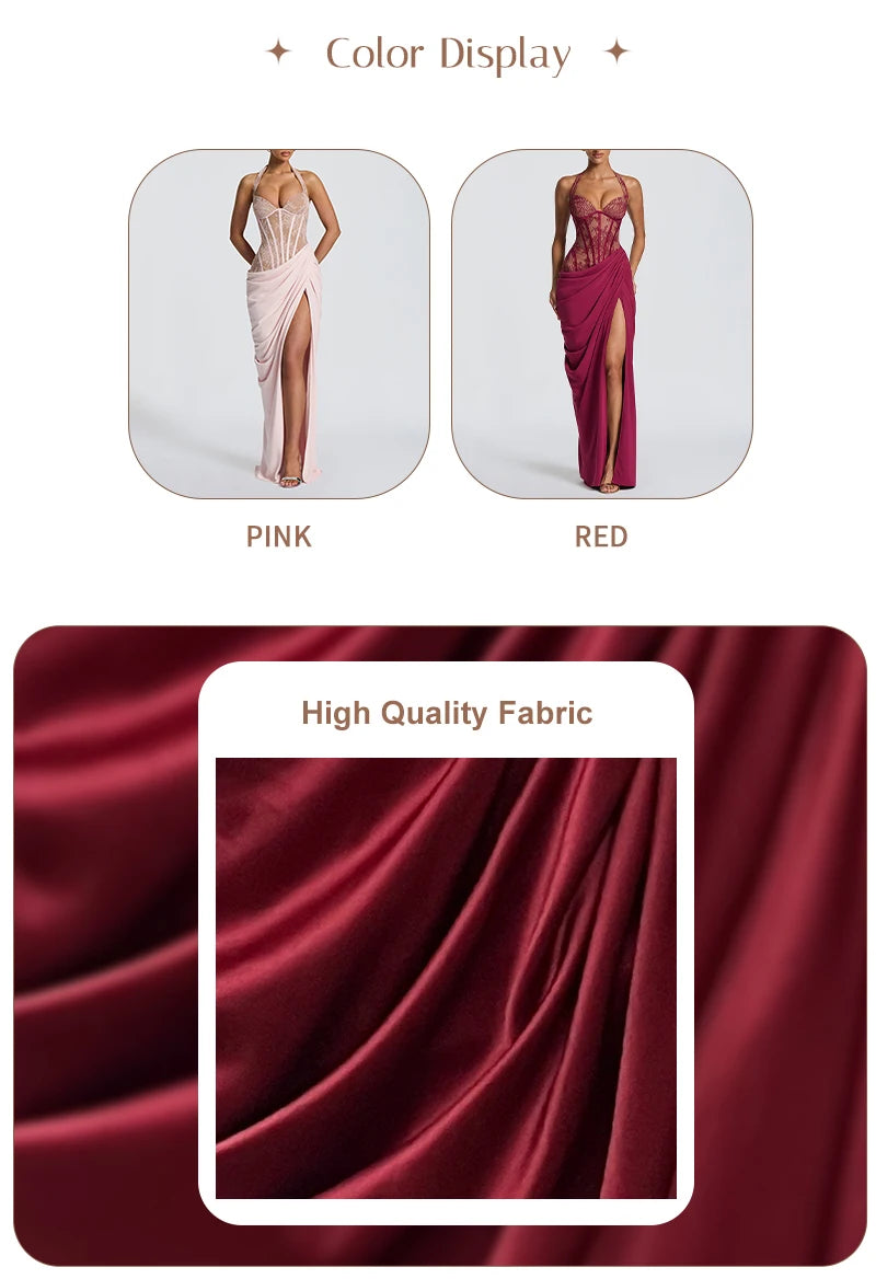Bodice Corset High Slit Maxi Dress