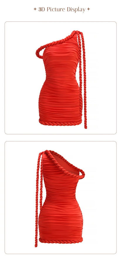 Velvet Rope One-Shoulder Mini Dress