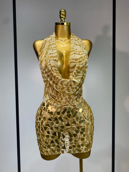 Witney Gold Mini Dress