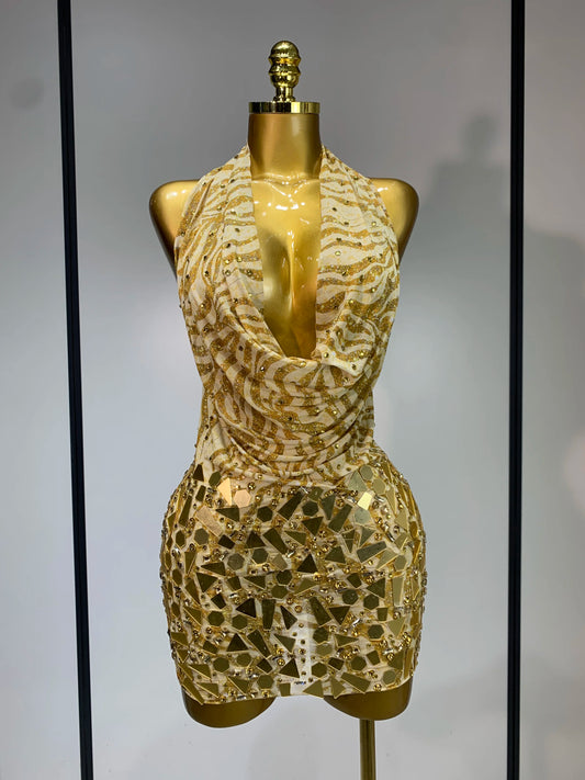 Witney Gold Mini Dress
