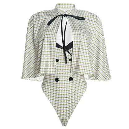 Cape Houndstooth Bodysuit Set