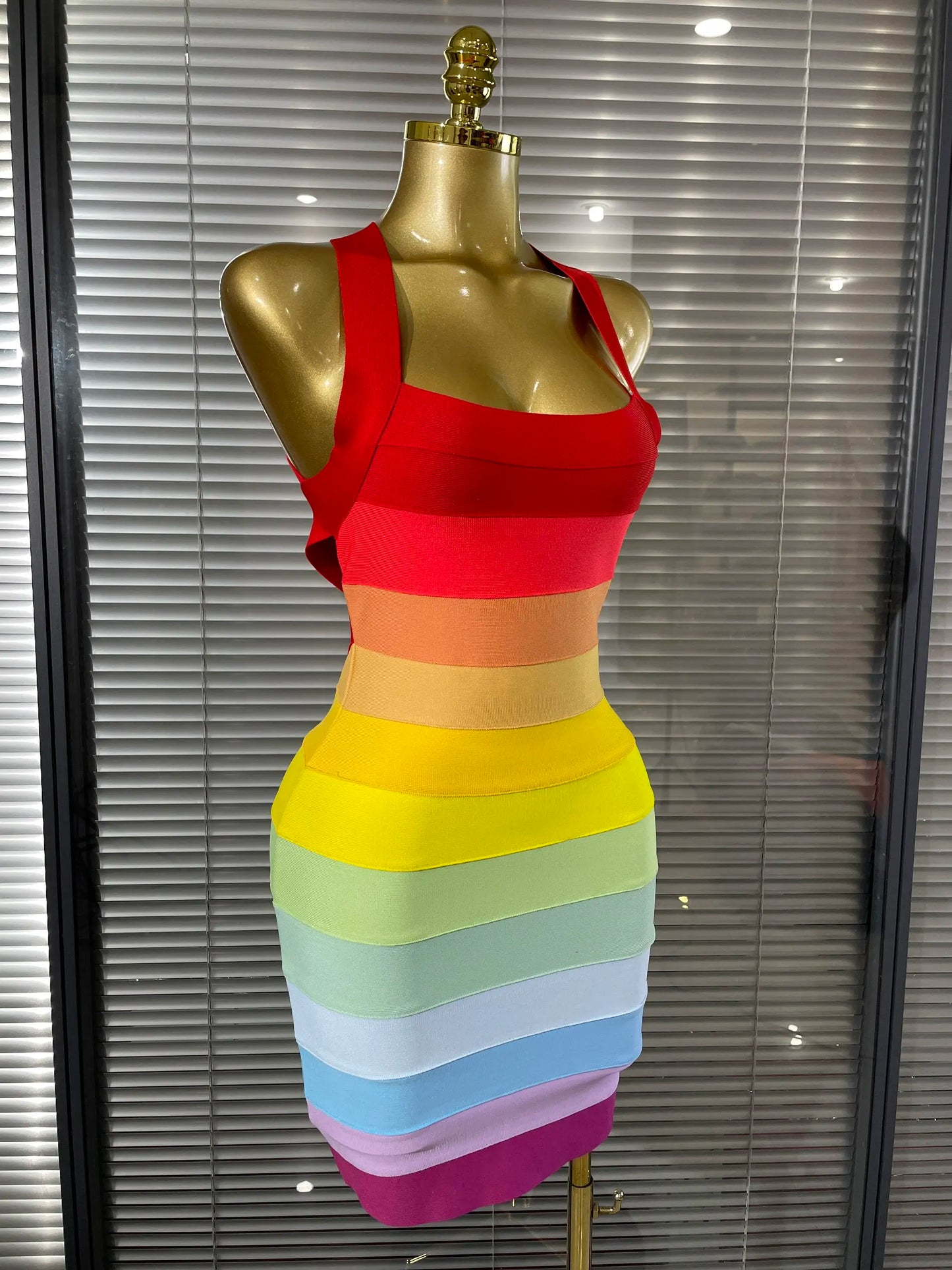 Rainbow Bandage Mini Dress