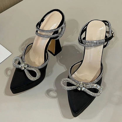 Butterfly-knot Crystal Pointed Toe Heels
