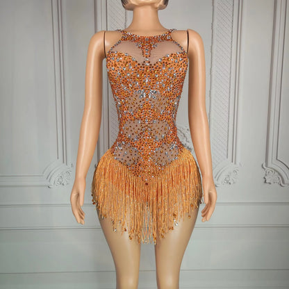 Luda Tassel Bodysuit Mini Dress