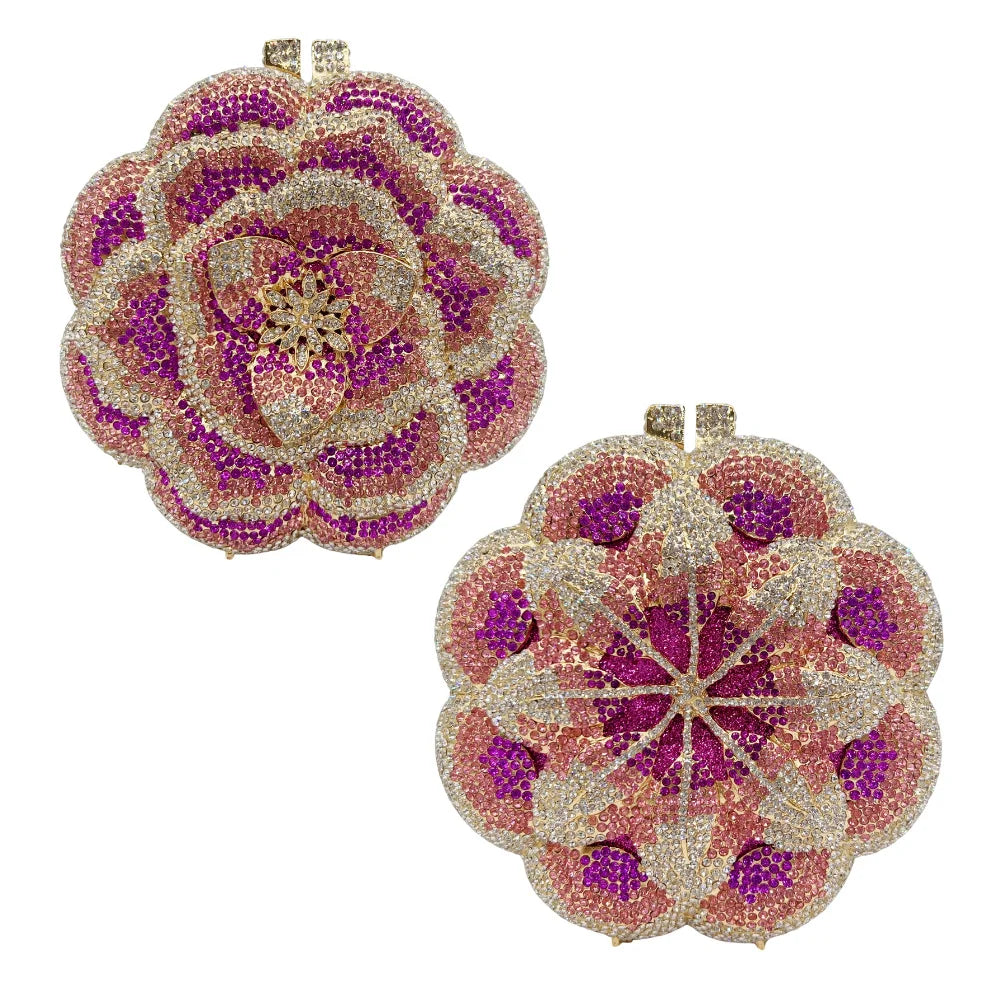 Floral Crystal Clutch Purse