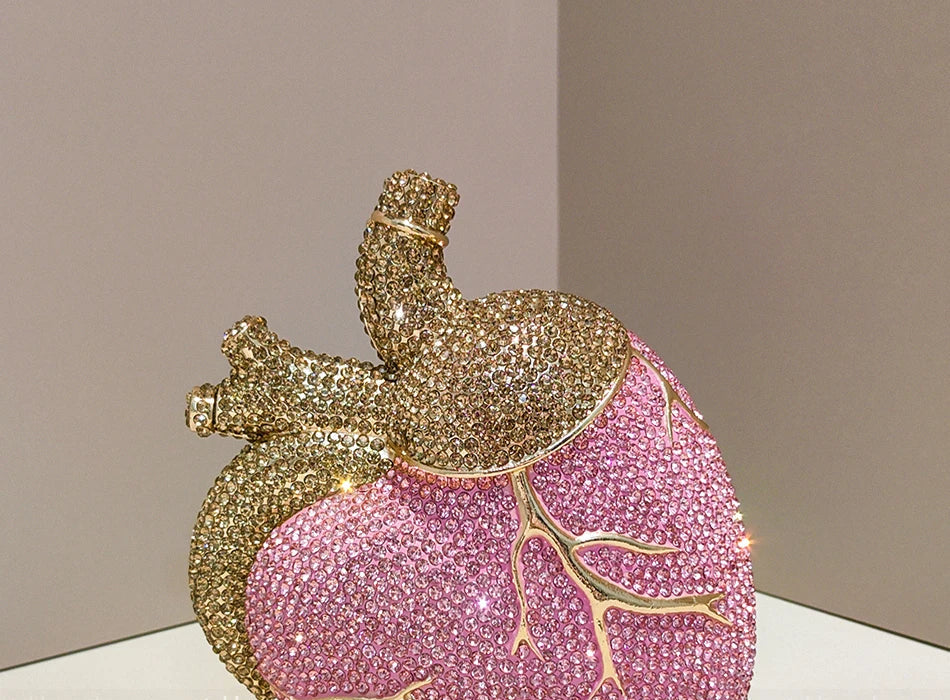 Heart Rhinestone Clutch Bag