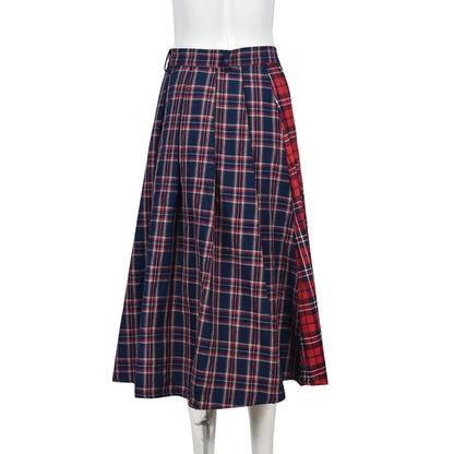 Vintage Plaid Midi Skirt