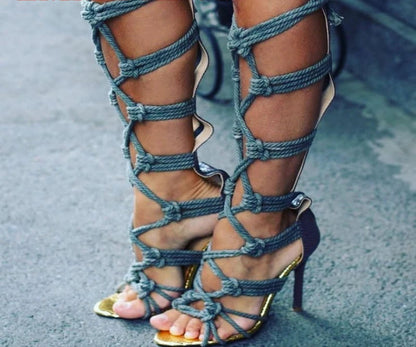 Knotted Rope Gladiator High Heels
