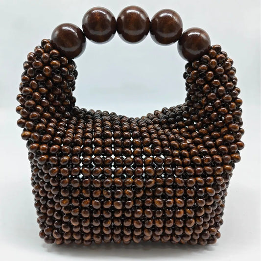 Wooden Bucket Beaded Bag