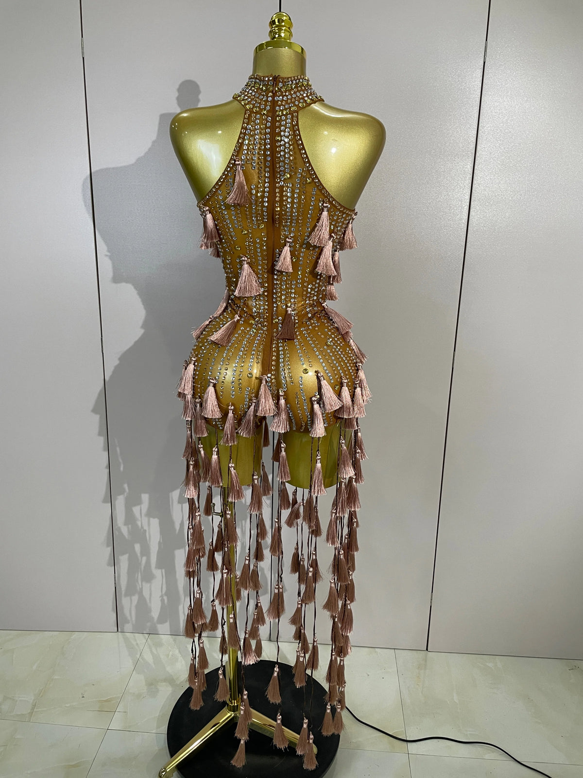 Olanda Mesh Bodysuit Tassel Dress