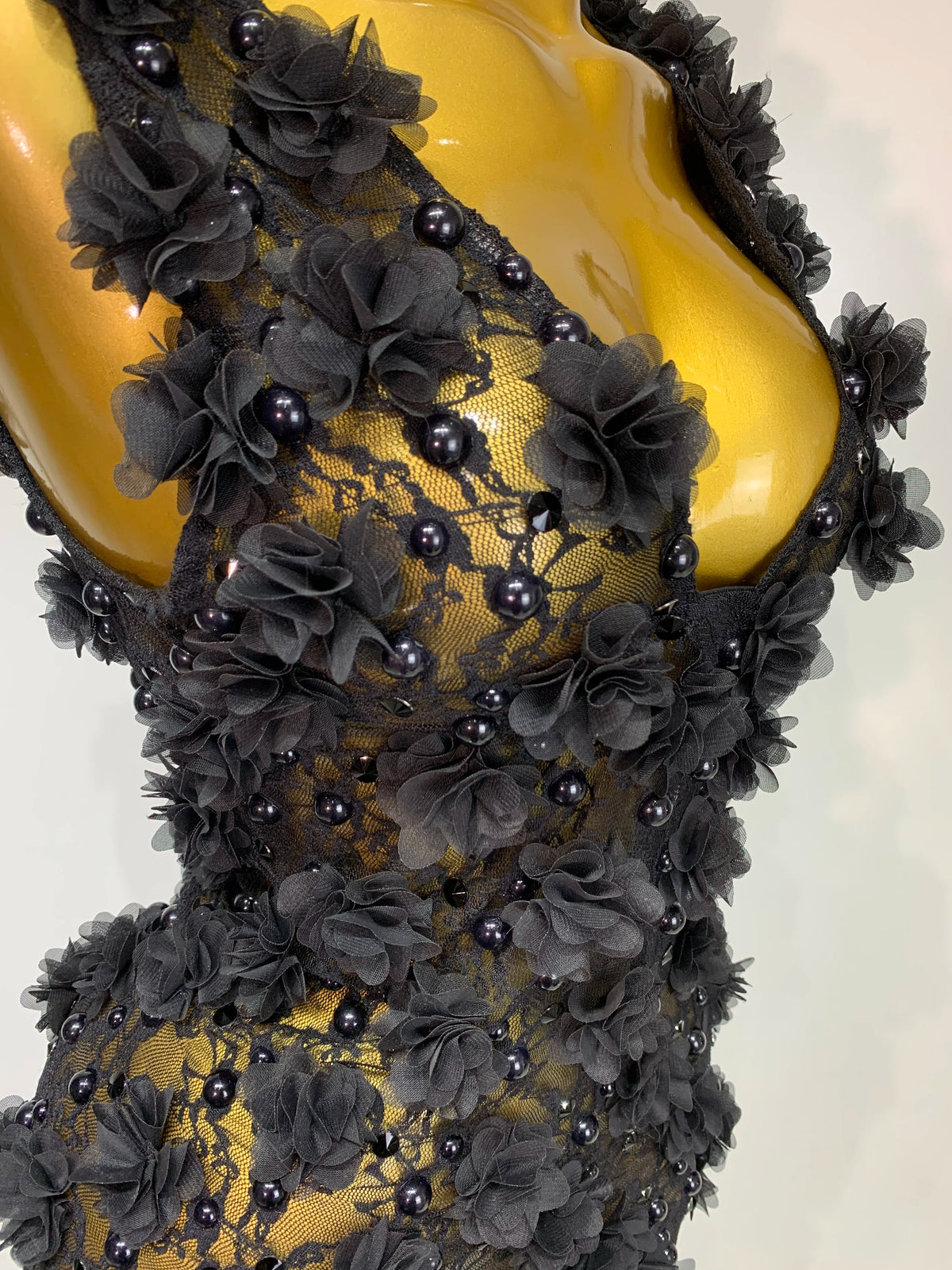 Bloom Pearls Lace Mini Dress