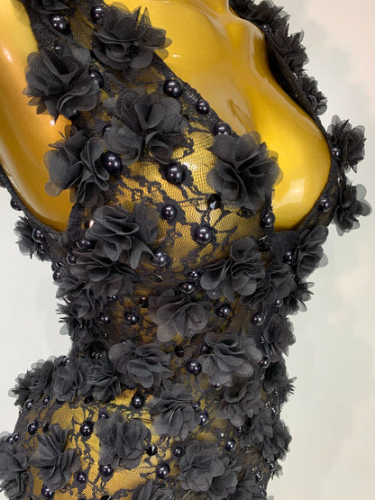 Bloom Pearls Lace Mini Dress