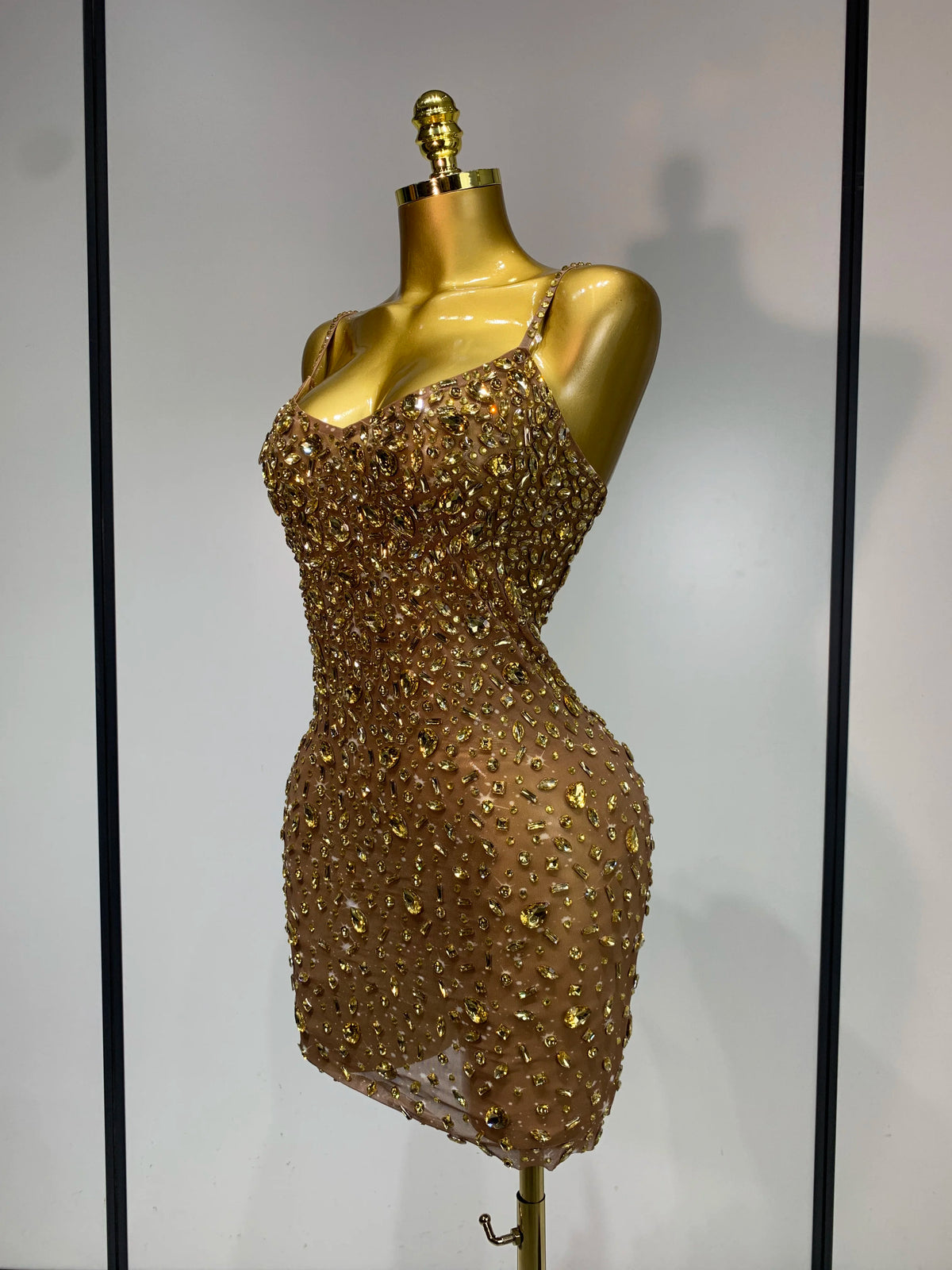 Zoey Rhinestone Mesh Mini Dress