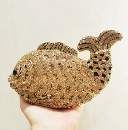 Fish Rhinestone Clutch Bag