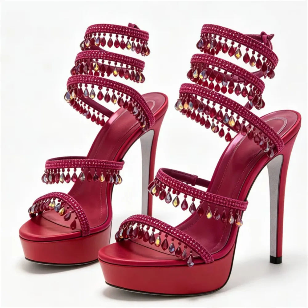 Nisha Rhinestone Platform High Heels