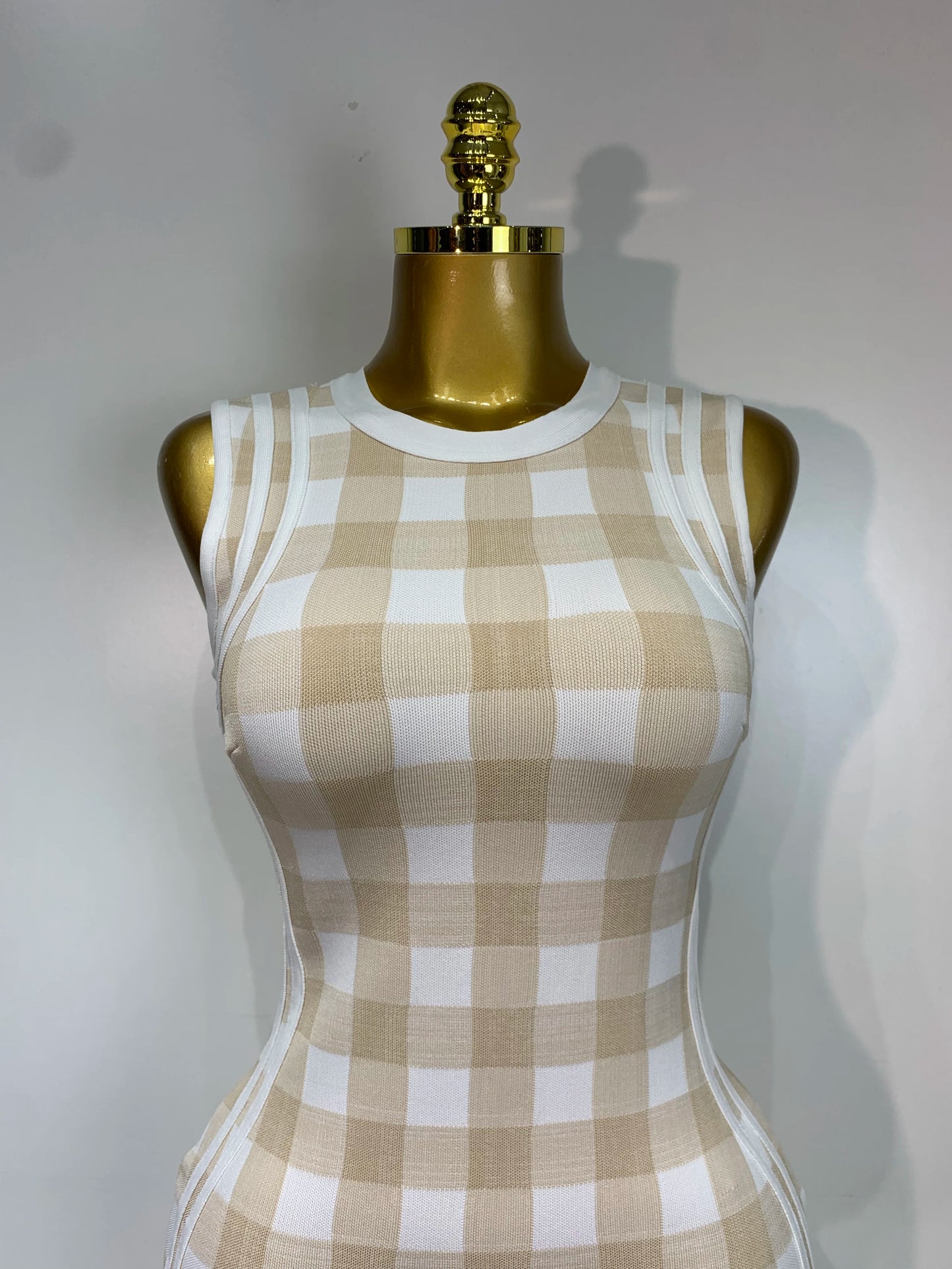 Plaid Asymmetrical Bandage Dress