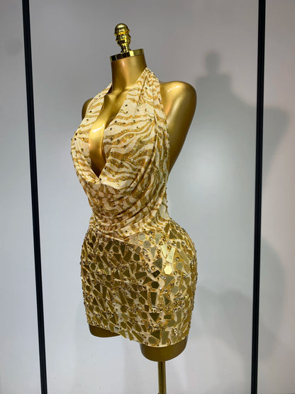 Witney Gold Mini Dress
