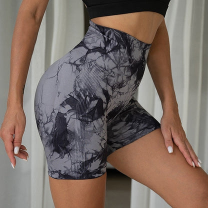 Seamless Tie Dye High Waist Yoga Shorts Fashion Closet Clothing
