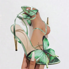 Green Butterfly High Heels