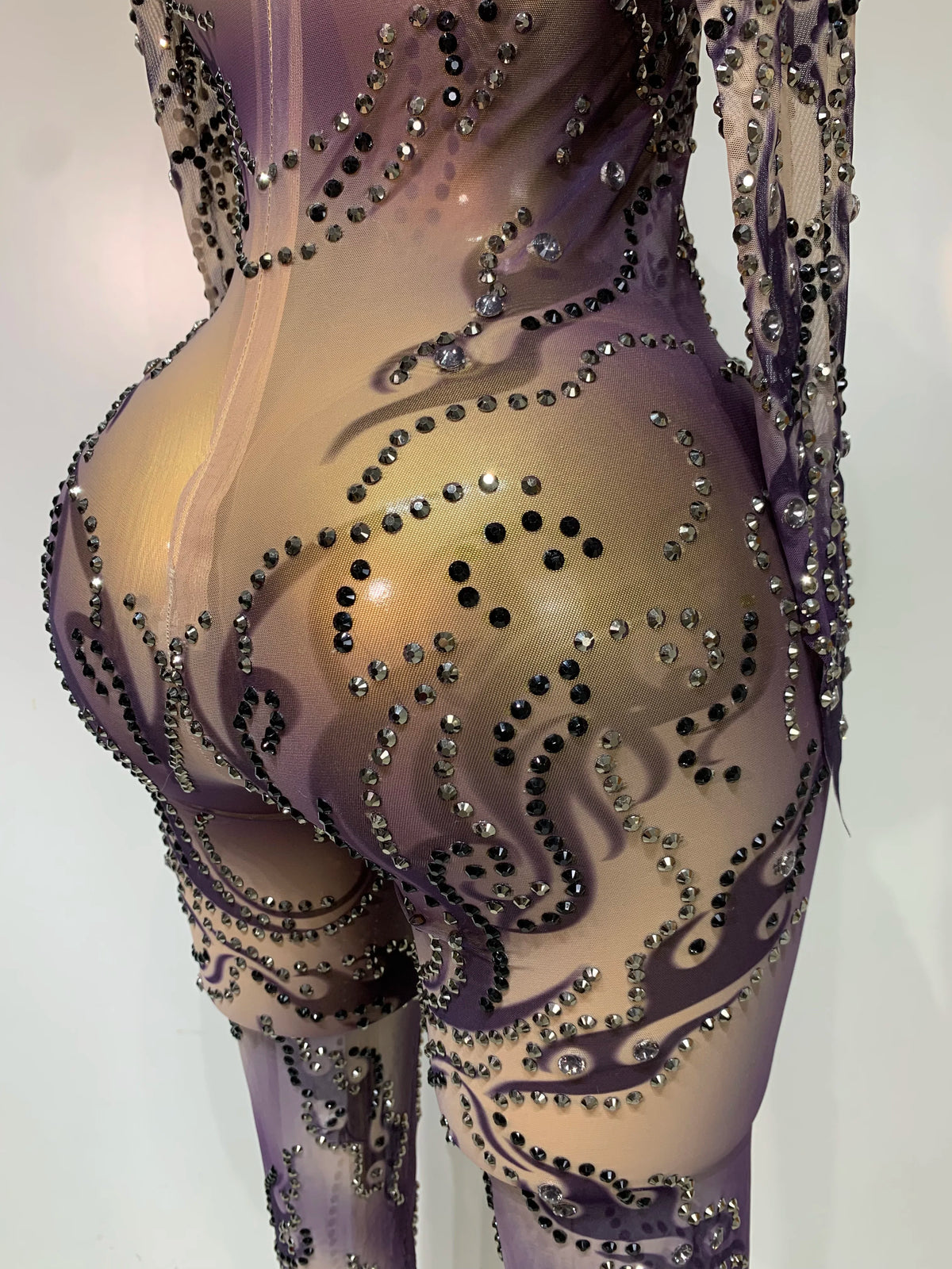 Alyza Rhinestone Mesh Jumpsuit