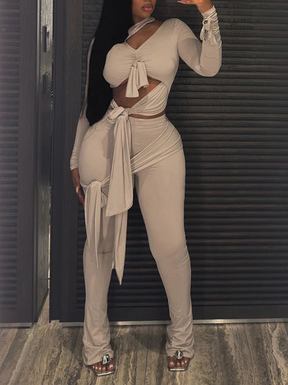 Multi Knot Flare Tassel Pants Set