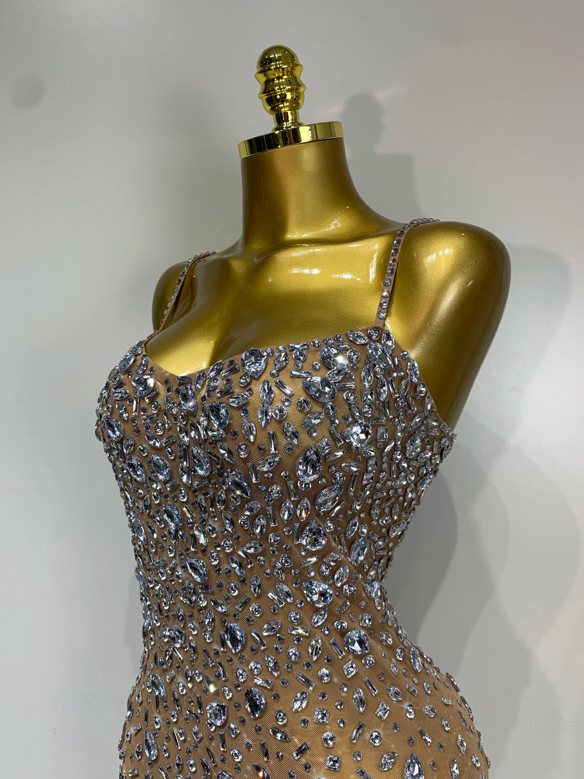 Zoey Rhinestone Mesh Mini Dress