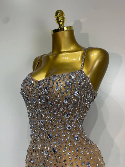 Zoey Rhinestone Mesh Mini Dress