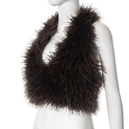 Fur Crop Vest Coat